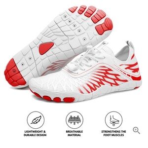 Vibrant Red and White Men's Athletic Shoes